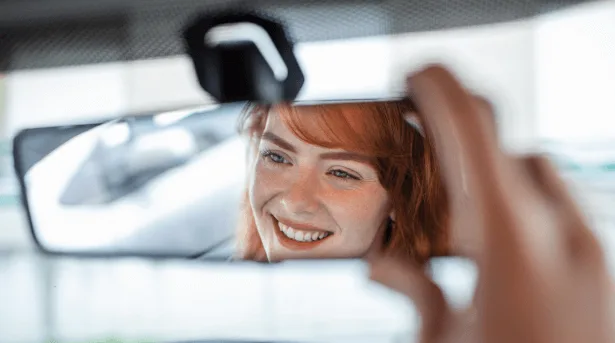 Driver looking through a newly serviced windshield